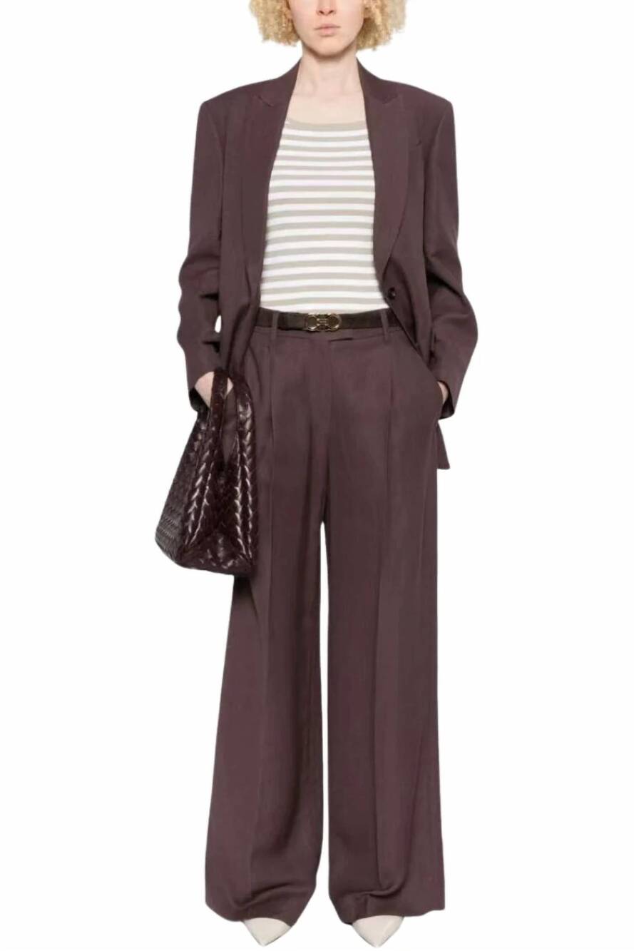 NEW BRUNELLO CUCINELLI women's flap-pocket button blazer in burgundy tone